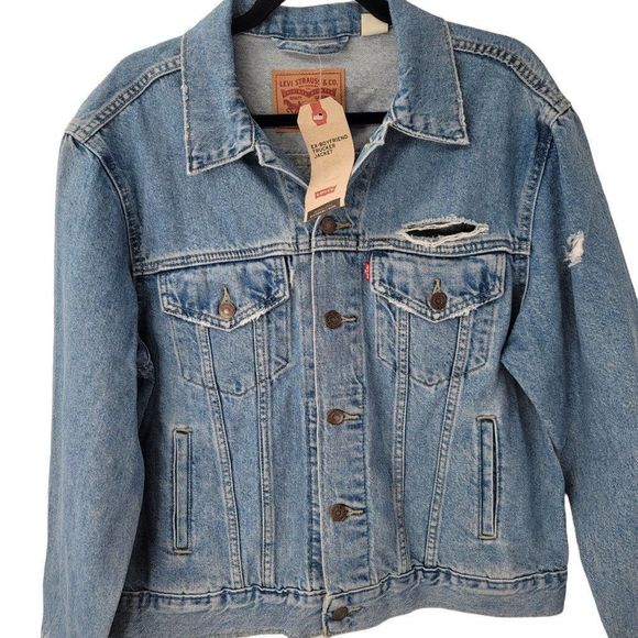 Levis Jean Jacket New Ex Boyfriend Trucker Distressed - Picture 3 of 8